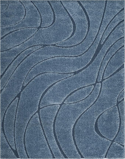 SAFAVIEH Florida Shag Collection Area Rug - 9'6" x 13', Light Blue & Blue, Non-Shedding & Easy Care, 1.2-inch Thick Ideal for High Traffic Areas in Living Room, Bedroom (SG471-6065)