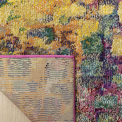 SAFAVIEH Monaco Collection Runner Rug - 2'2" x 14', Pink & Multi, Boho Chic Abstract Watercolor Design, Non-Shedding & Easy Care, Ideal for High Traffic Areas in Living Room, Bedroom (MNC225D)