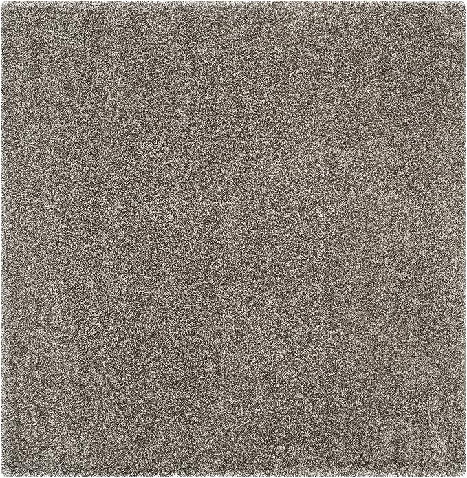 SAFAVIEH Milan Shag Collection Area Rug - 10' Square, Grey, Solid Design, Non-Shedding & Easy Care, 2-inch Thick Ideal for High Traffic Areas in Living Room, Bedroom (SG180-8080)