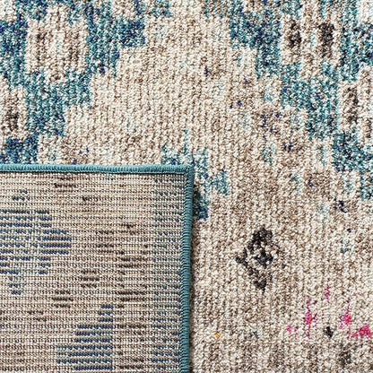 SAFAVIEH Madison Collection Runner Rug - 2' x 8', Dark Blue & Yellow, Boho Diamond Distressed Design, Non-Shedding & Easy Care, Ideal for High Traffic Areas in Living Room, Bedroom (MAD418N)